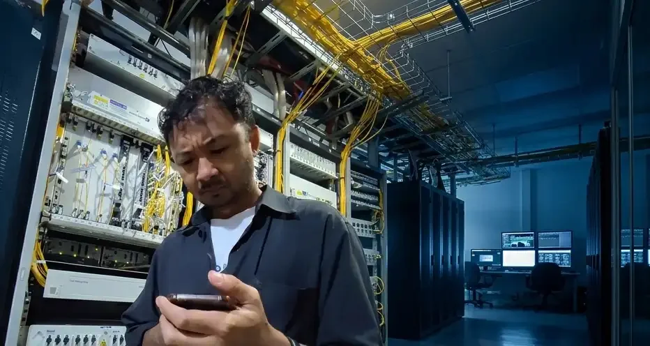 Tim Sandya di ruang perangkat jaringan